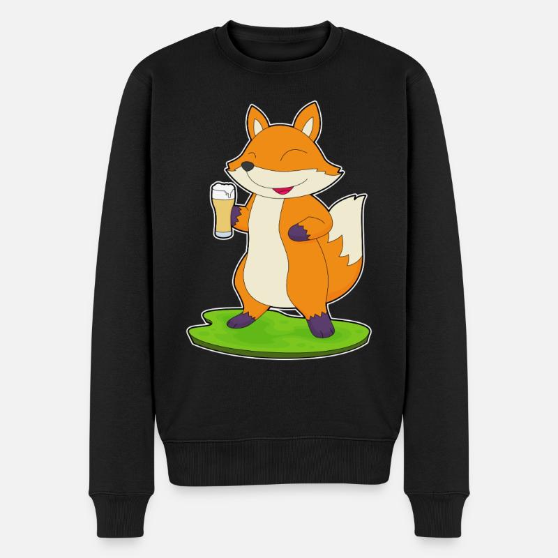 Fuchs Bier - Männer Premium Bio Pullover - Schwarz