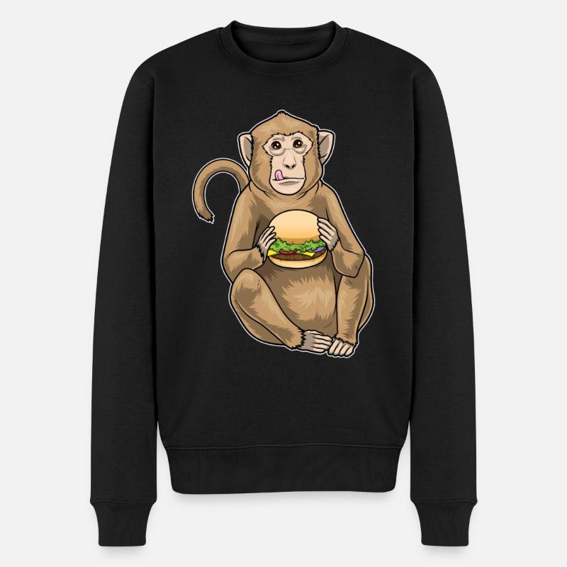 Monkey Cheeseburger - Men's Premium Organic Jumper - black