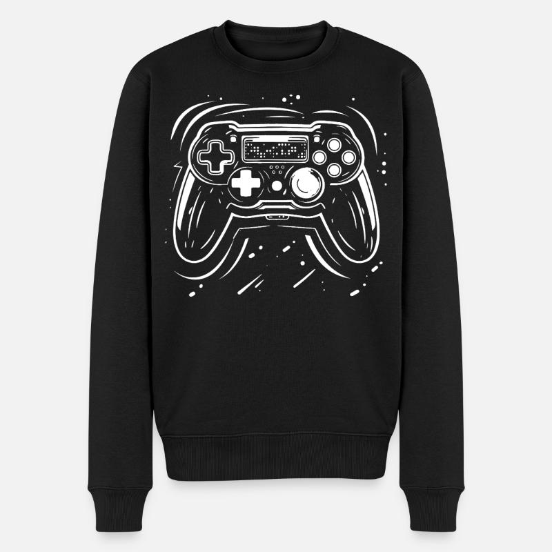 Dessin de manette de jeu - Pull Premium bio Homme - noir