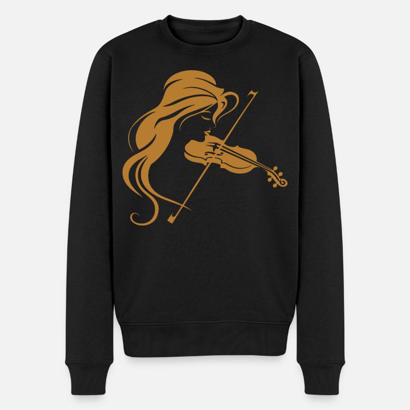 Geigerin Grafik - Männer Premium Bio Pullover - Schwarz