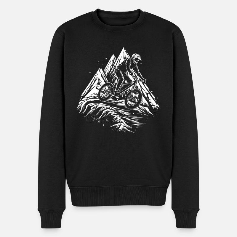Mountainbiking Zeichnung - Männer Premium Bio Pullover - Schwarz