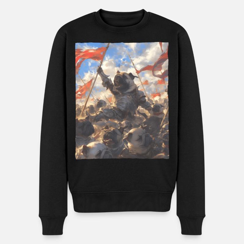Epische Mops Revolution Kunstvolles Gemälde - Männer Premium Bio Pullover - Schwarz