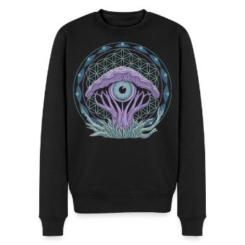 Pilzaugen-Portal | Psychedelische Vision Kunst - Männer Premium Bio Pullover - Schwarz - Vorne - Nico (187cm)