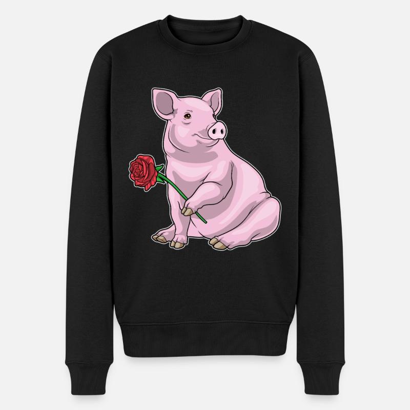 Pig Rose - Pull Premium bio Homme - noir