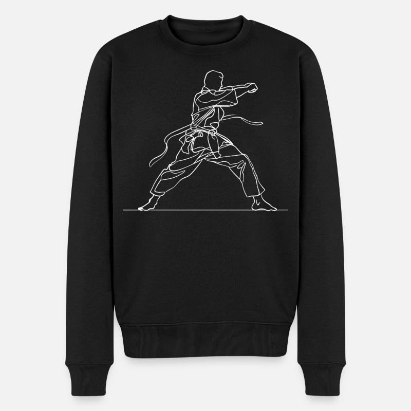 Dessin au trait de karaté - Pull Premium bio Homme - noir