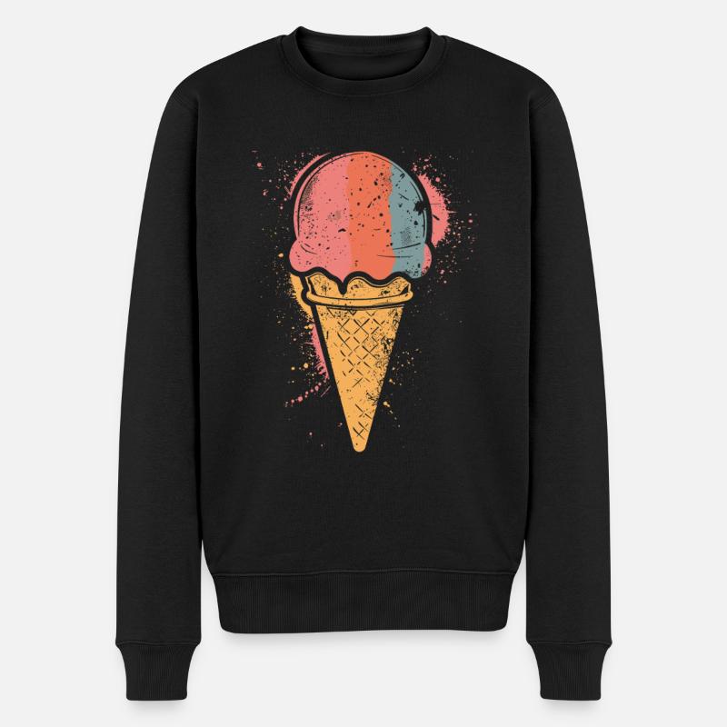 Retro Eiscreme - Männer Premium Bio Pullover - Schwarz