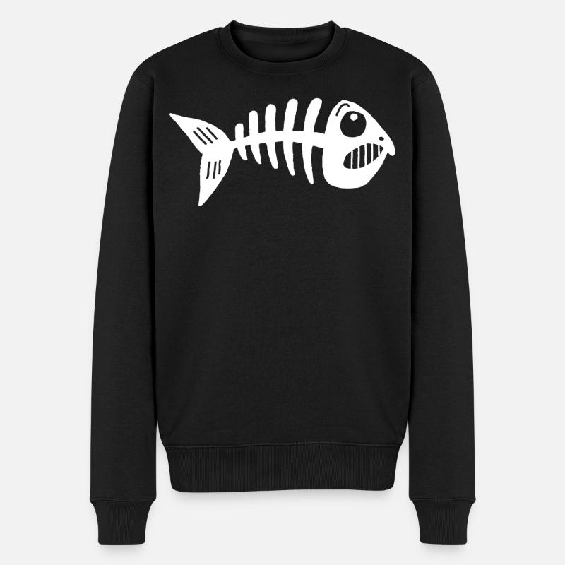 Fisch-Skelett - Männer Premium Bio Pullover - Schwarz