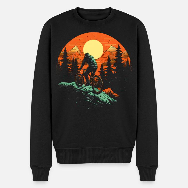 Mountainbiking Illustration - Männer Premium Bio Pullover - Schwarz