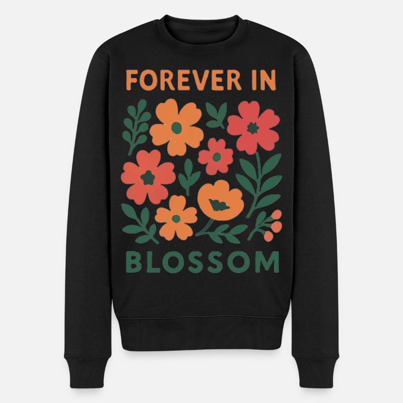 Immer in Blüte - blumig - Männer Premium Bio Pullover - Schwarz