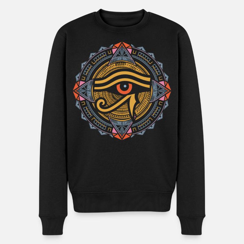 Mandala de l’Oeil de Râ | Art égyptien psychédélique - Pull Premium bio Homme - noir
