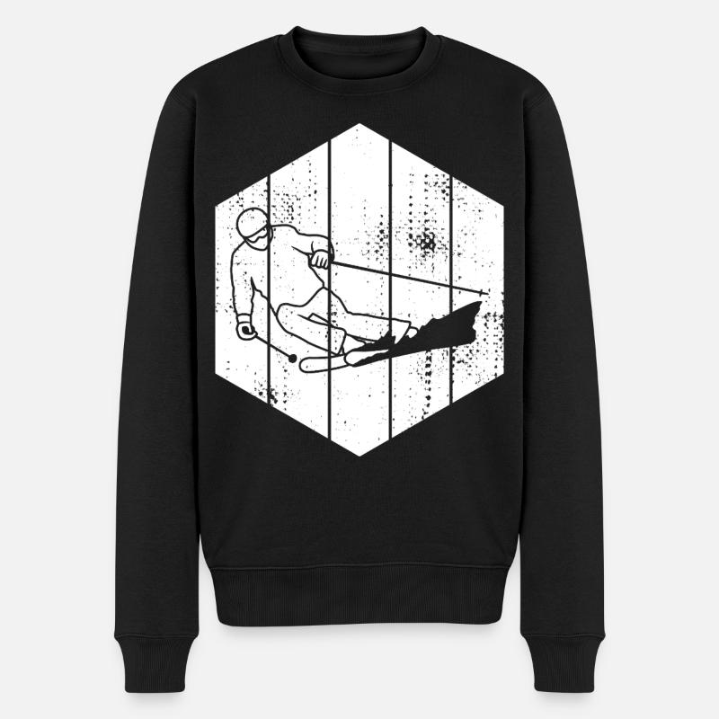 Dessin de skieur - Pull Premium bio Homme - noir