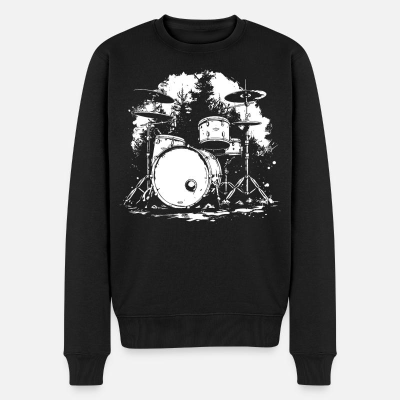 Schlagzeug - Männer Premium Bio Pullover - Schwarz