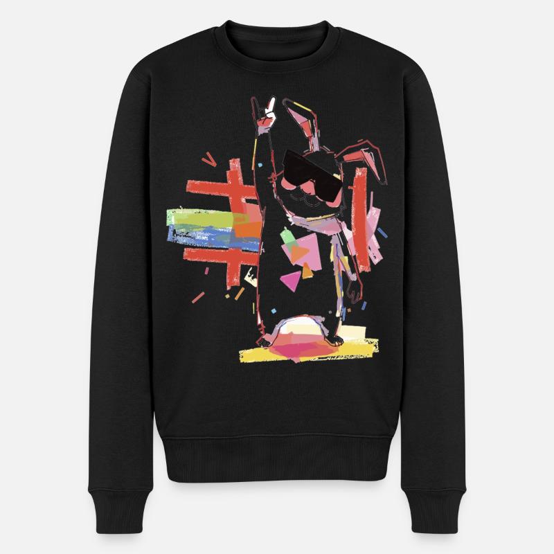 Regenbogenroboter Partystar - Männer Premium Bio Pullover - Schwarz