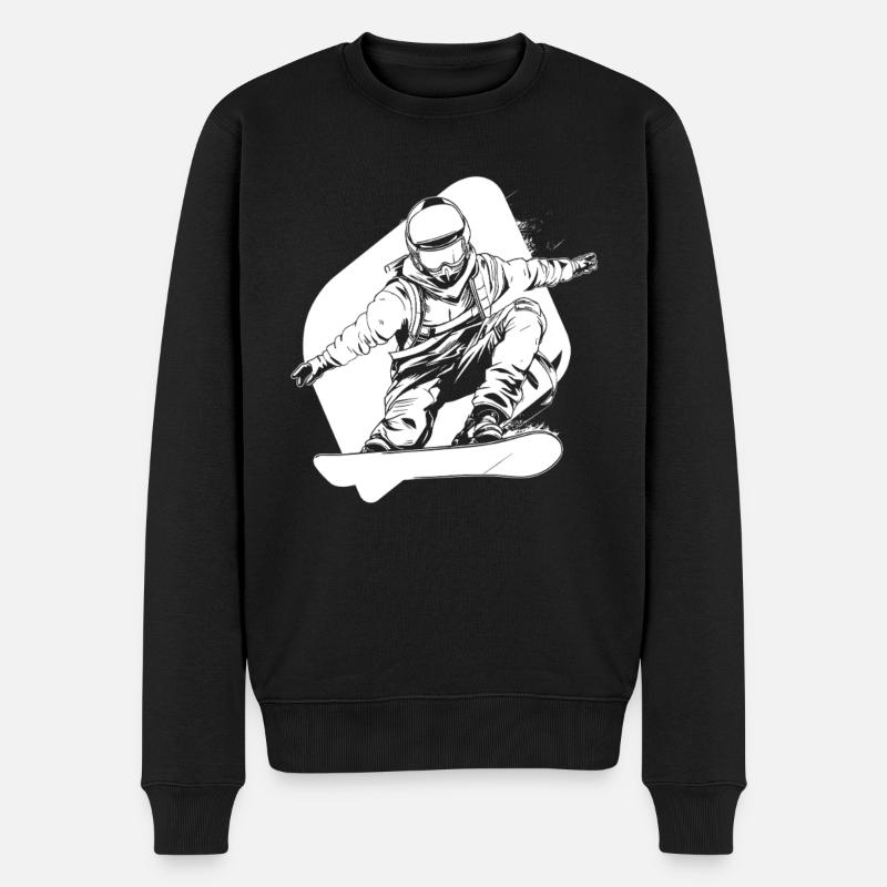 Graphique de snowboarder drôle - Pull Premium bio Homme - noir