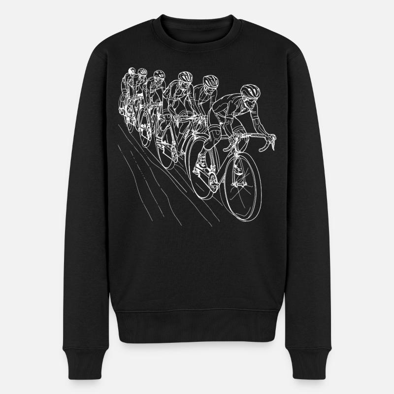 Radfahrer Line Art - Männer Premium Bio Pullover - Schwarz