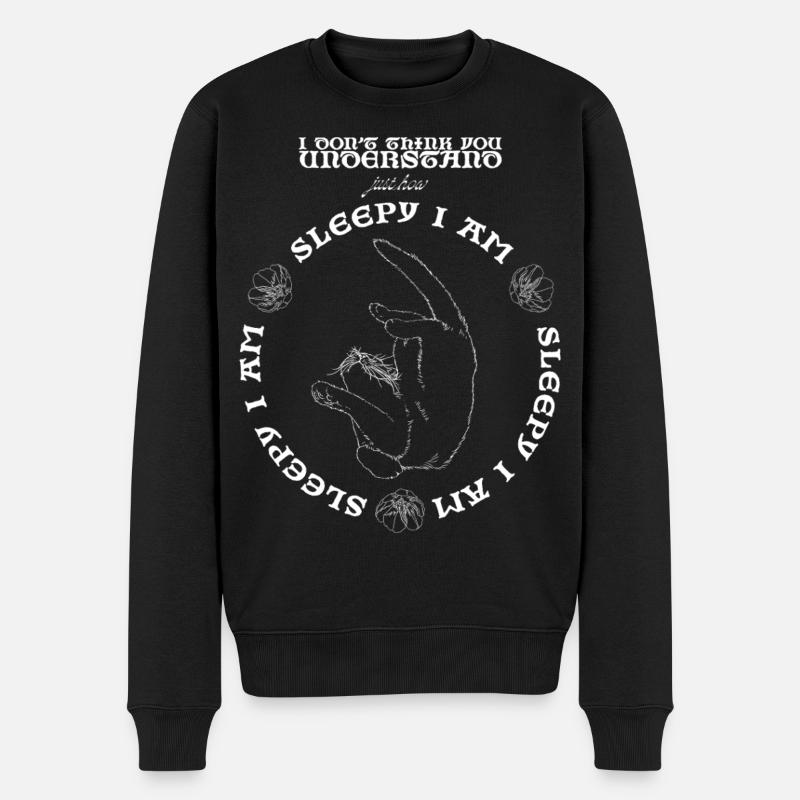 SCHLÄFRIG - Männer Premium Bio Pullover - Schwarz