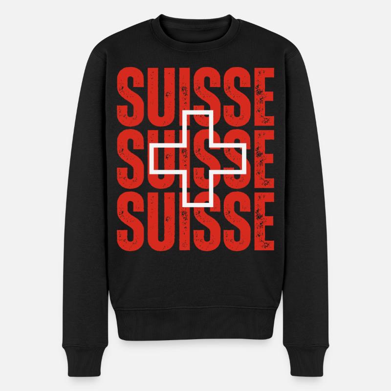 Flagge der Schweiz, Schweizer Stolz - Männer Premium Bio Pullover - Schwarz