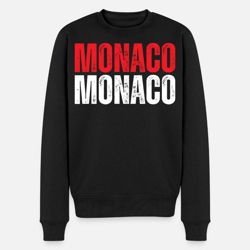 Monaco-Flagge, monegassischer Stolz - Männer Premium Bio Pullover - Schwarz