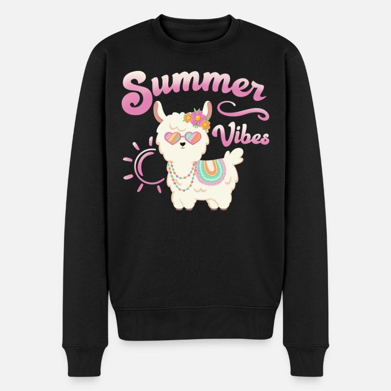 Lama Alpaga d’été - Summer Vibes - Pull Premium bio Homme - noir