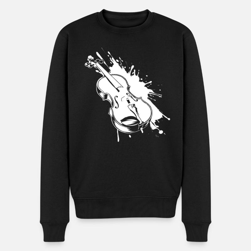 Violine Graffiti - Männer Premium Bio Pullover - Schwarz
