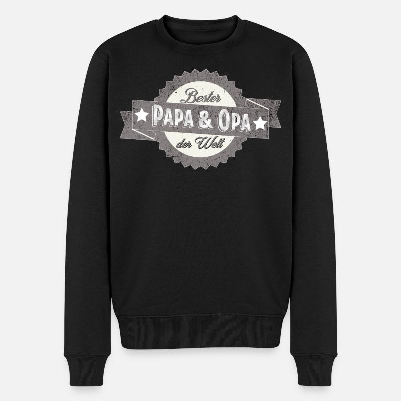 Bester Papa & Opa der Welt Spruch Vatertag - Männer Premium Bio Pullover - Schwarz