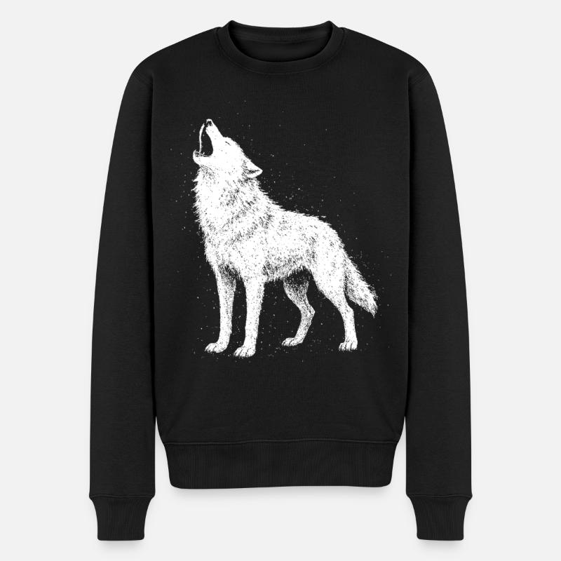 Wolfsgeheul - Männer Premium Bio Pullover - Schwarz