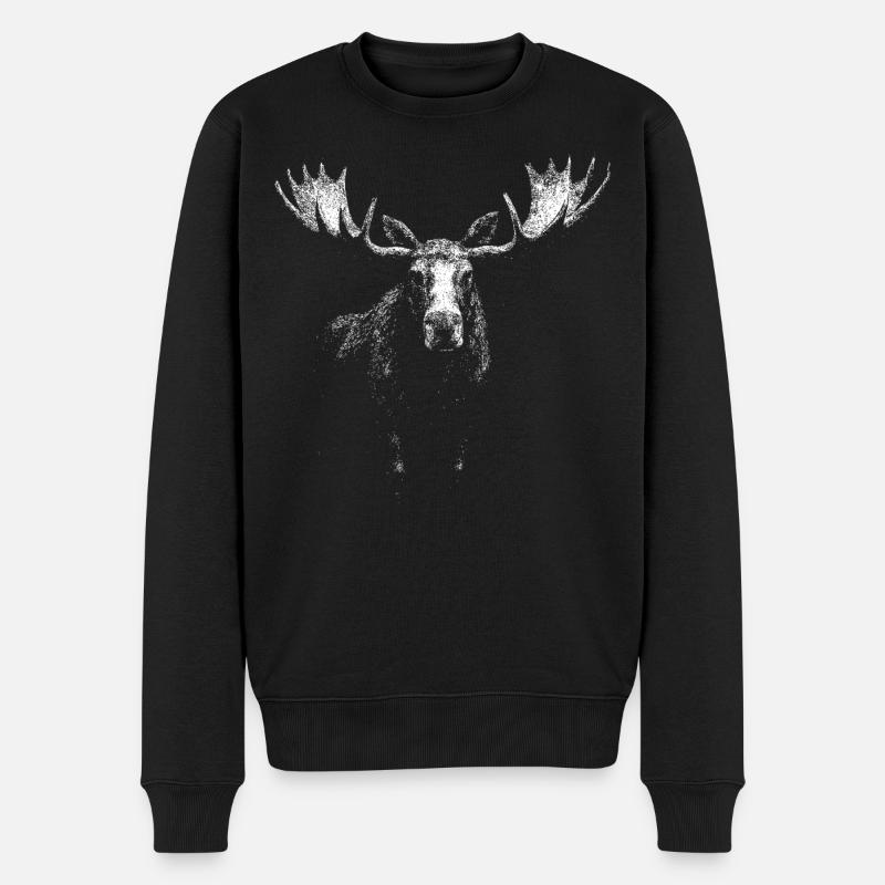 Elch - Männer Premium Bio Pullover - Schwarz