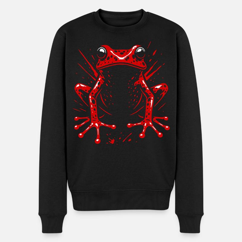 Frosch Erdbeerfrosch Roter Pfeilgiftfrosch - Männer Premium Bio Pullover - Schwarz