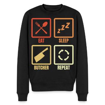 Manger Dormir Boucher Répéter - Pull Premium bio Homme - noir - Devant - Nico (187cm)