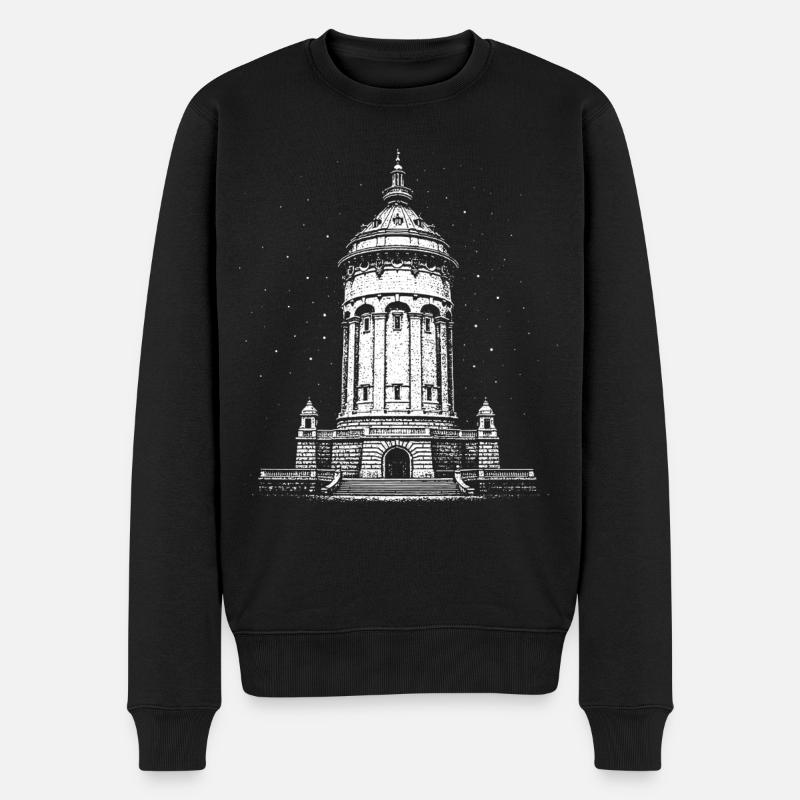 L’emblème de Mannheim la nuit - Pull Premium bio Homme - noir