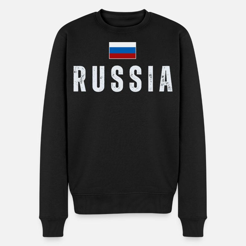 Drapeau russe, fierté russe - Pull Premium bio Homme - noir