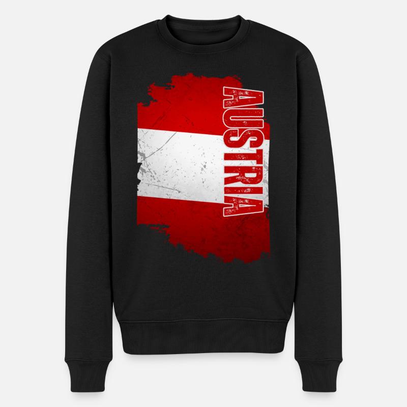 Drapeau autrichien vertical, fierté autrichienne - Pull Premium bio Homme - noir