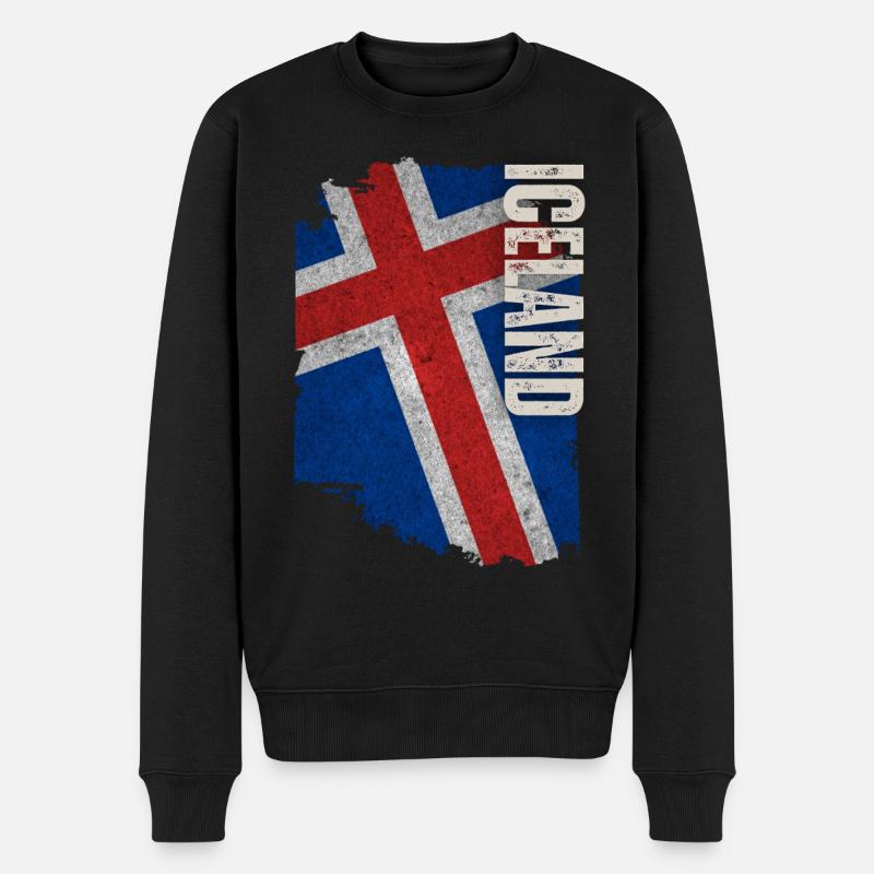 Drapeau vertical de l’Islande, j’aime l’Islande - Pull Premium bio Homme - noir