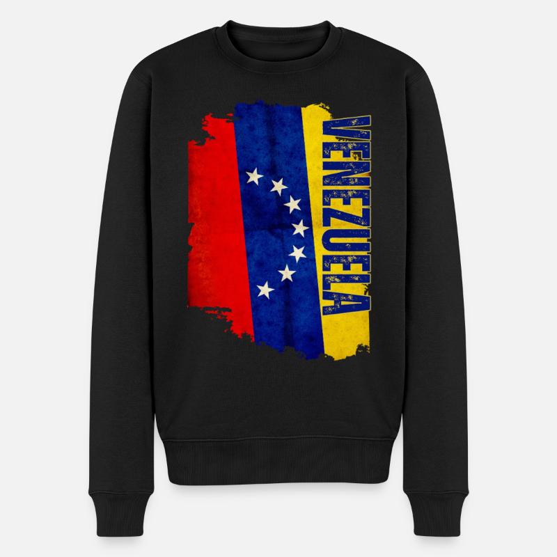 Drapeau vénézuélien vertical, j’aime le Venezuela - Pull Premium bio Homme - noir