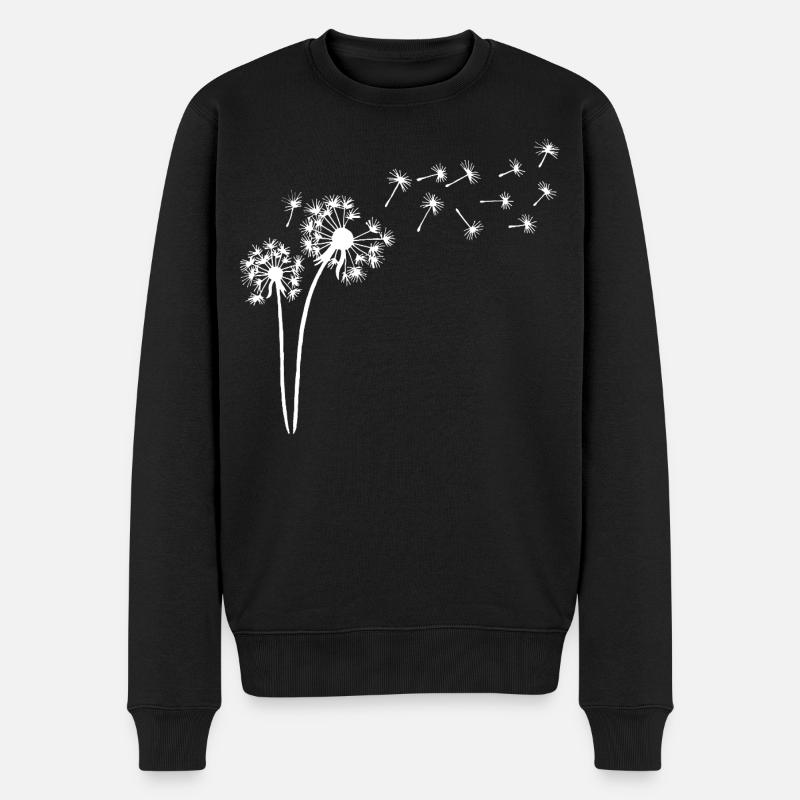 Weißer Löwenzahn im Wind - Männer Premium Bio Pullover - Schwarz
