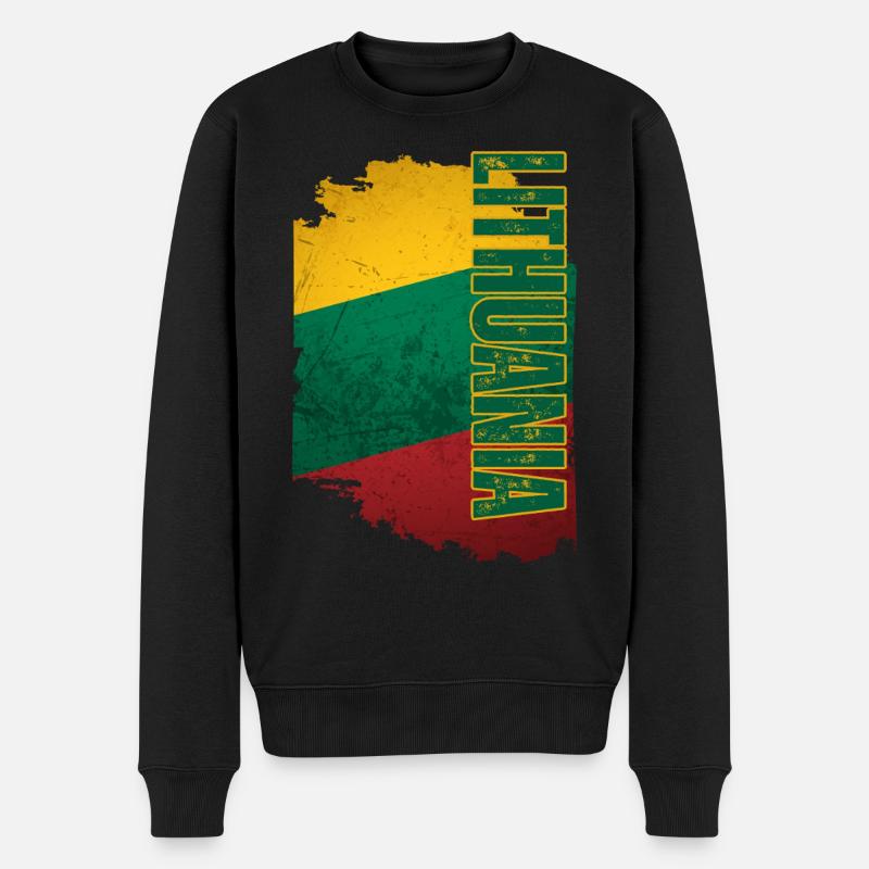 Drapeau lituanien vertical, fierté lituanienne - Pull Premium bio Homme - noir