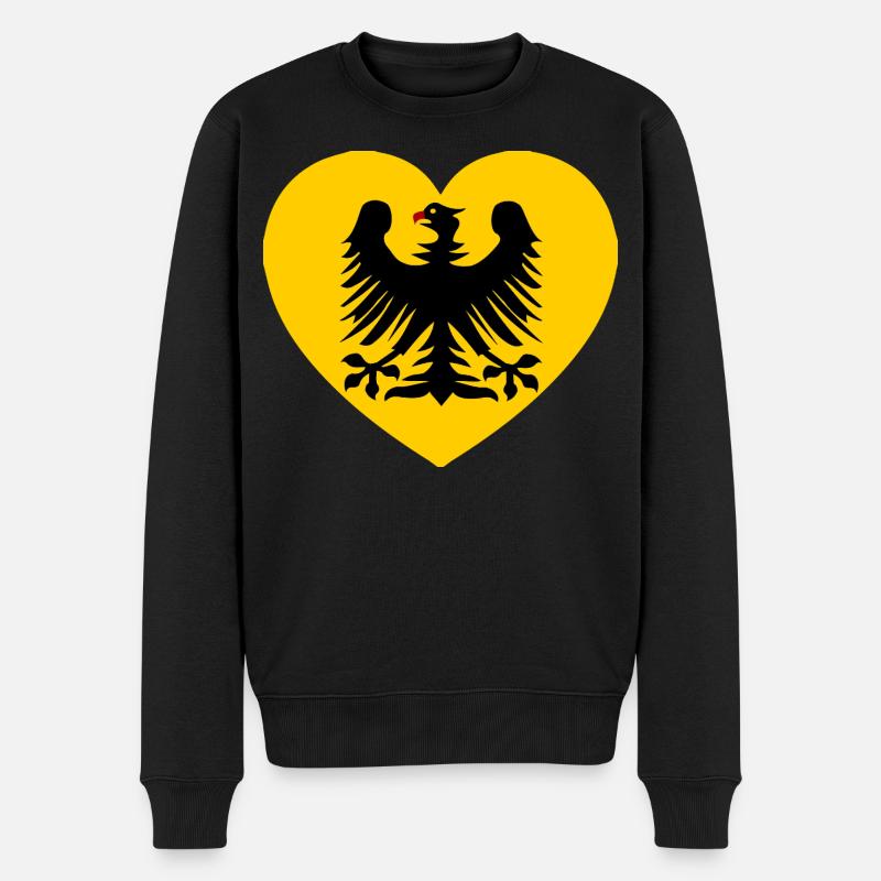 Heraldisches Adler-Emblem im Herzen - Männer Premium Bio Pullover - Schwarz