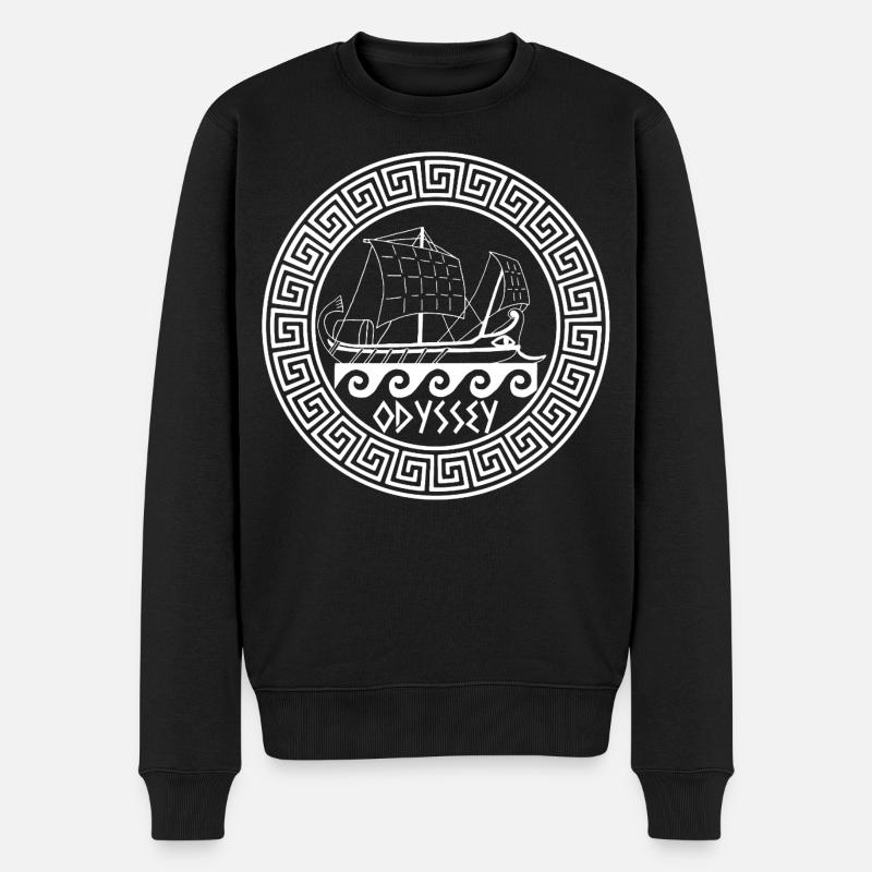Odysseus Odyssey Symbol (weiß) - Männer Premium Bio Pullover - Schwarz