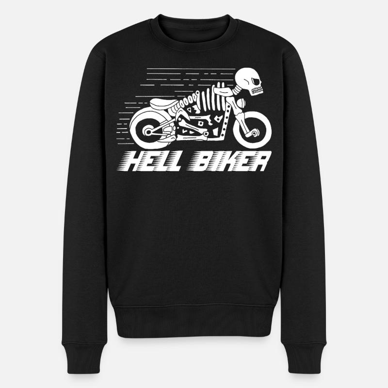 Skeleton-Biker - Männer Premium Bio Pullover - Schwarz