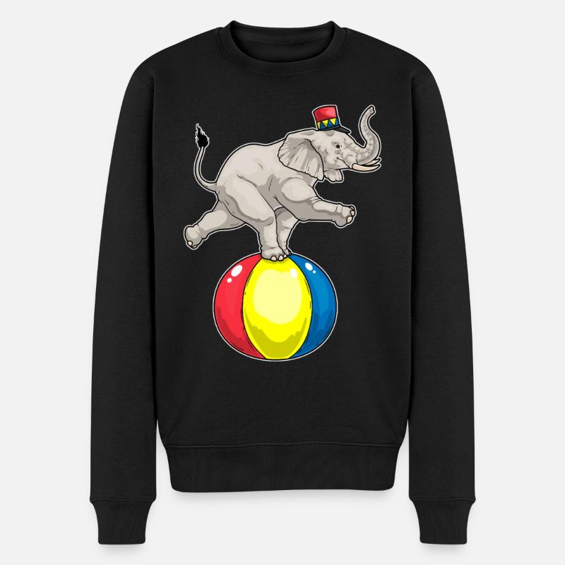 Elefant Zirkus Ball - Männer Premium Bio Pullover - Schwarz