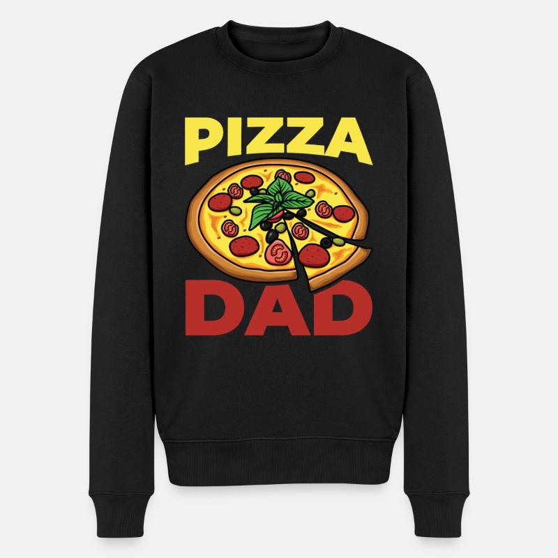 Lustiger Pizza Vater - Männer Premium Bio Pullover - Schwarz
