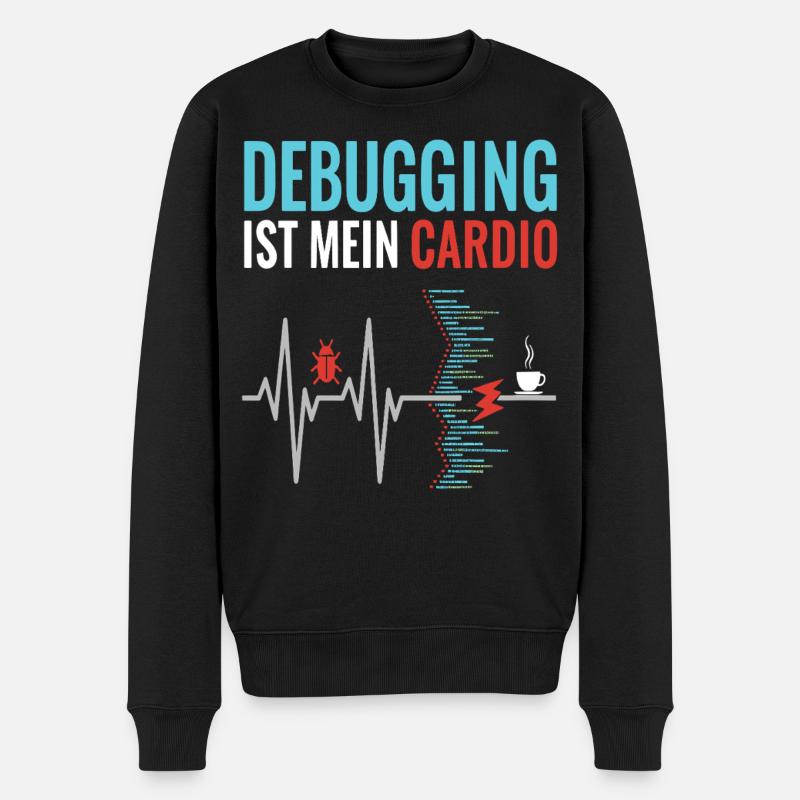 Debugging ist mein Cardio - Programmierer Nerd - Männer Premium Bio Pullover - Schwarz