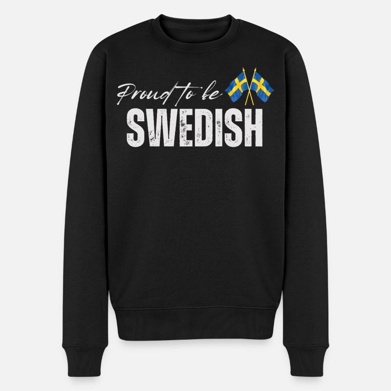 Stolzer Schwede, ich liebe Schweden - Männer Premium Bio Pullover - Schwarz