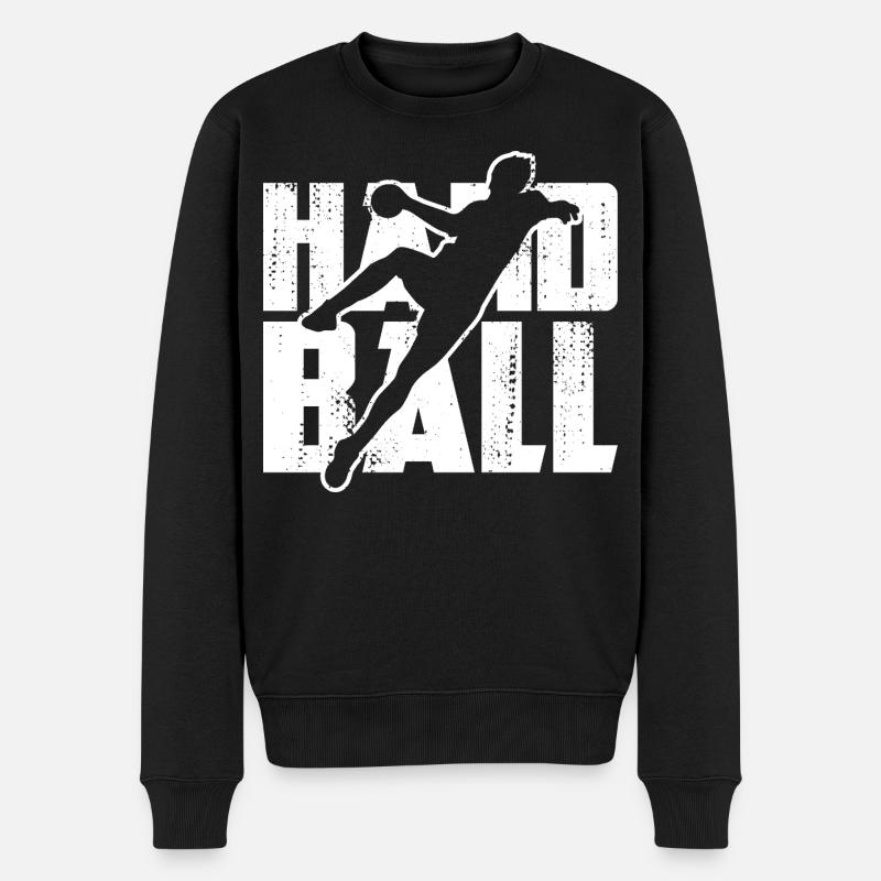 Lustiger Handball - Männer Premium Bio Pullover - Schwarz
