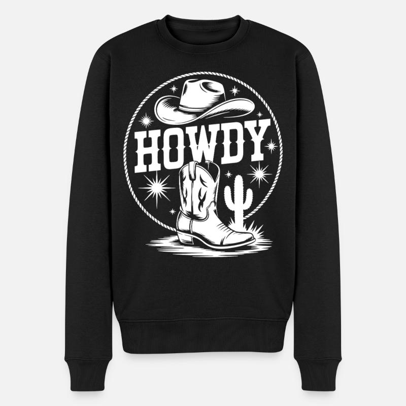 Western Cowboy Silhouette Design - Männer Premium Bio Pullover - Schwarz