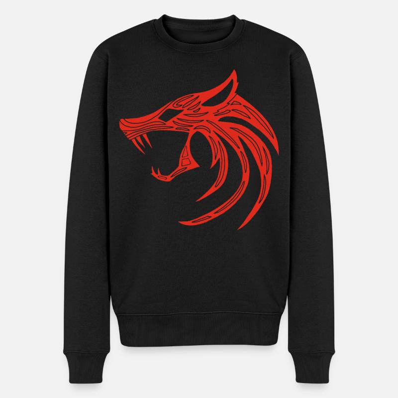 Roter Dämonischer Wolf - Männer Premium Bio Pullover - Schwarz