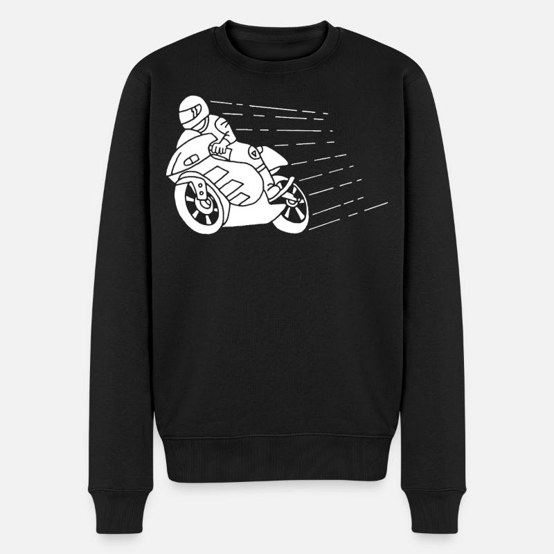 Weißer Biker und Geschwindigkeit - Männer Premium Bio Pullover - Schwarz