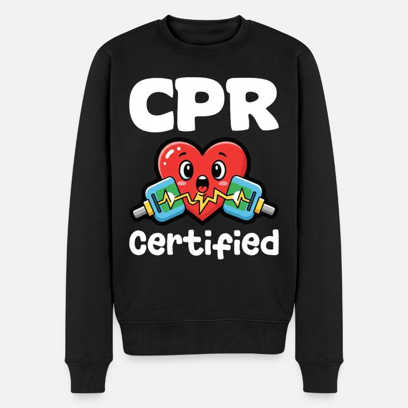 CPR ZERTIFIZIERT - GESCHENK FÜR KRANKENSCHWESTER - Männer Premium Bio Pullover - Schwarz