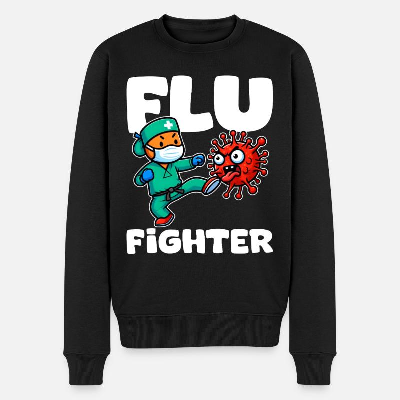 FLU FIGHTER - KRANKENSCHWESTER GESCHENK - Männer Premium Bio Pullover - Schwarz
