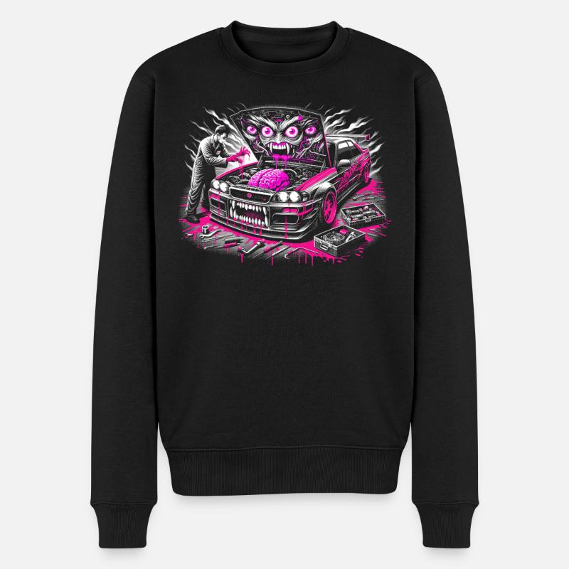 Neon Monster Car Graffiti Design - Pull Premium bio Homme - noir